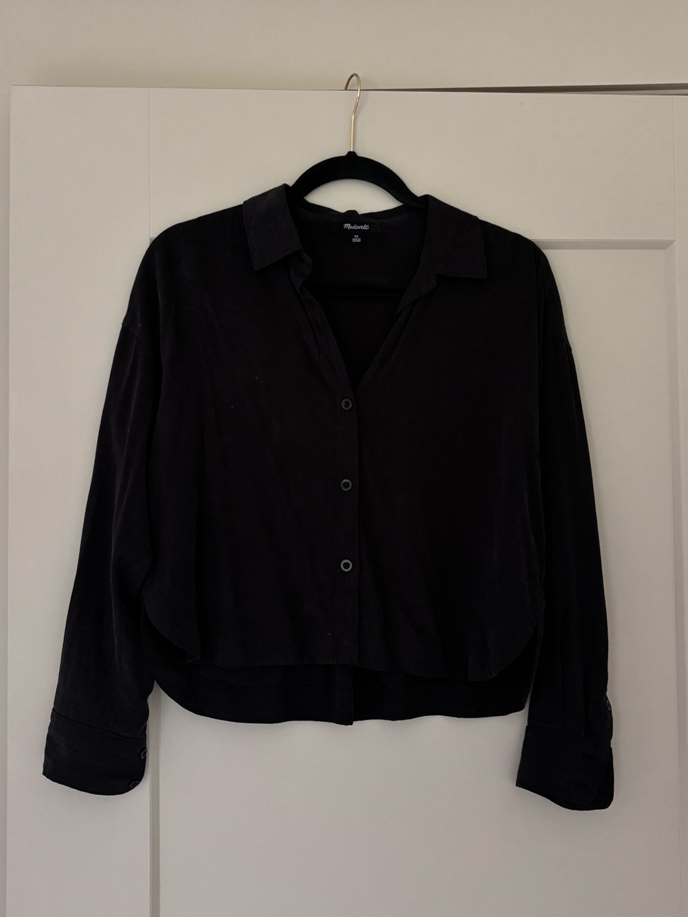 Madewell Black Textured Button-Front Shirt Size XS